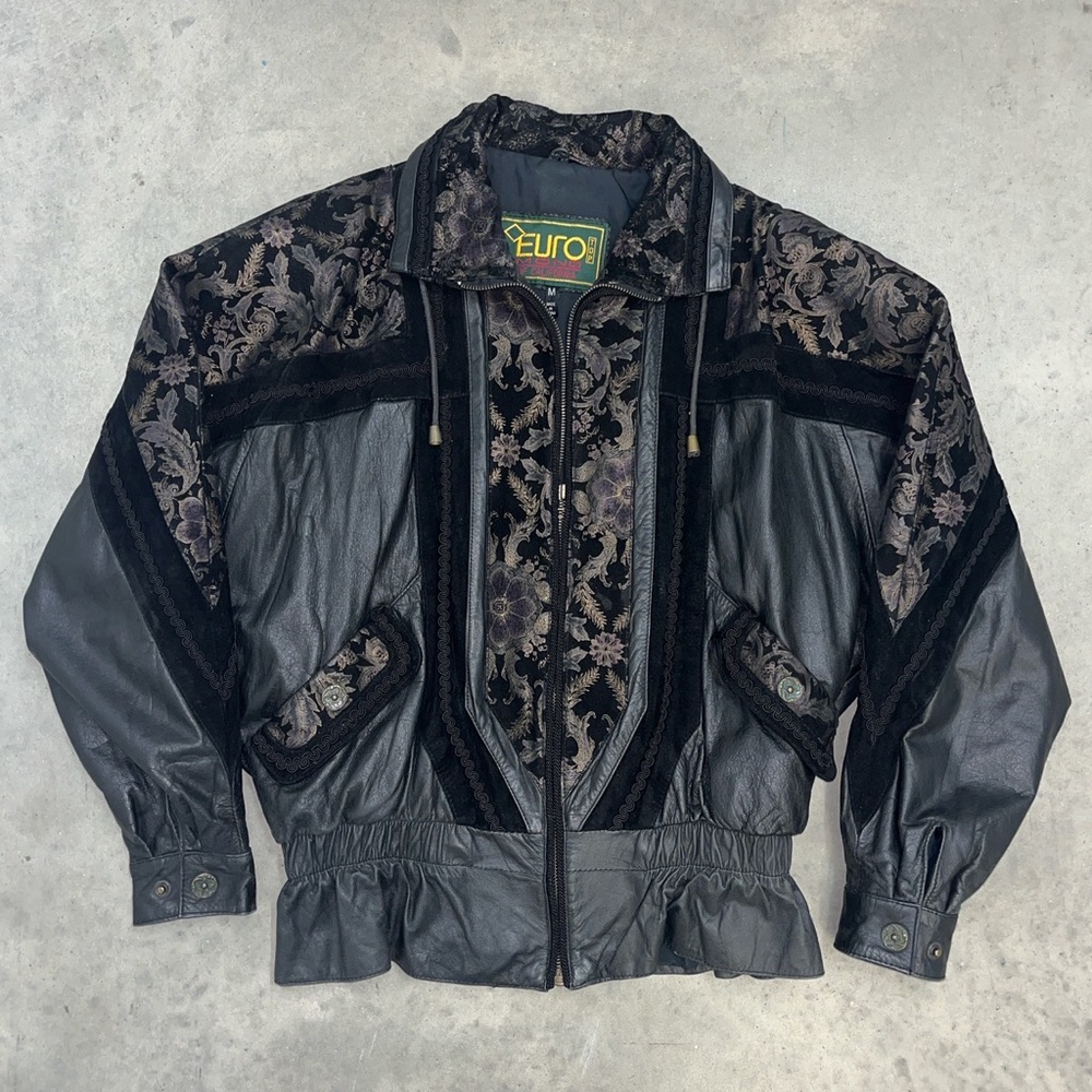 Vintage 80s Euro Mond Of California Women’s 100% Genuine Leather Bomber Jacket